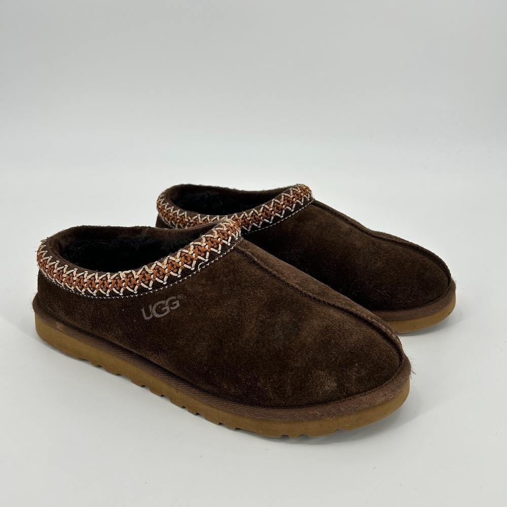 UGG Tasman Brown Slippers Mens Size 8 Leather Suede Sheepskin Lining